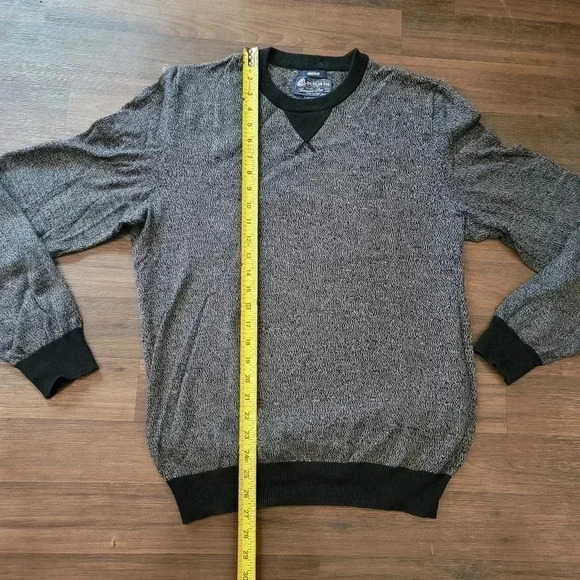 American Rag Mens Knit Crewneck Sweater Gray Black 100% Cotton M Medium - Picture 7 of 7